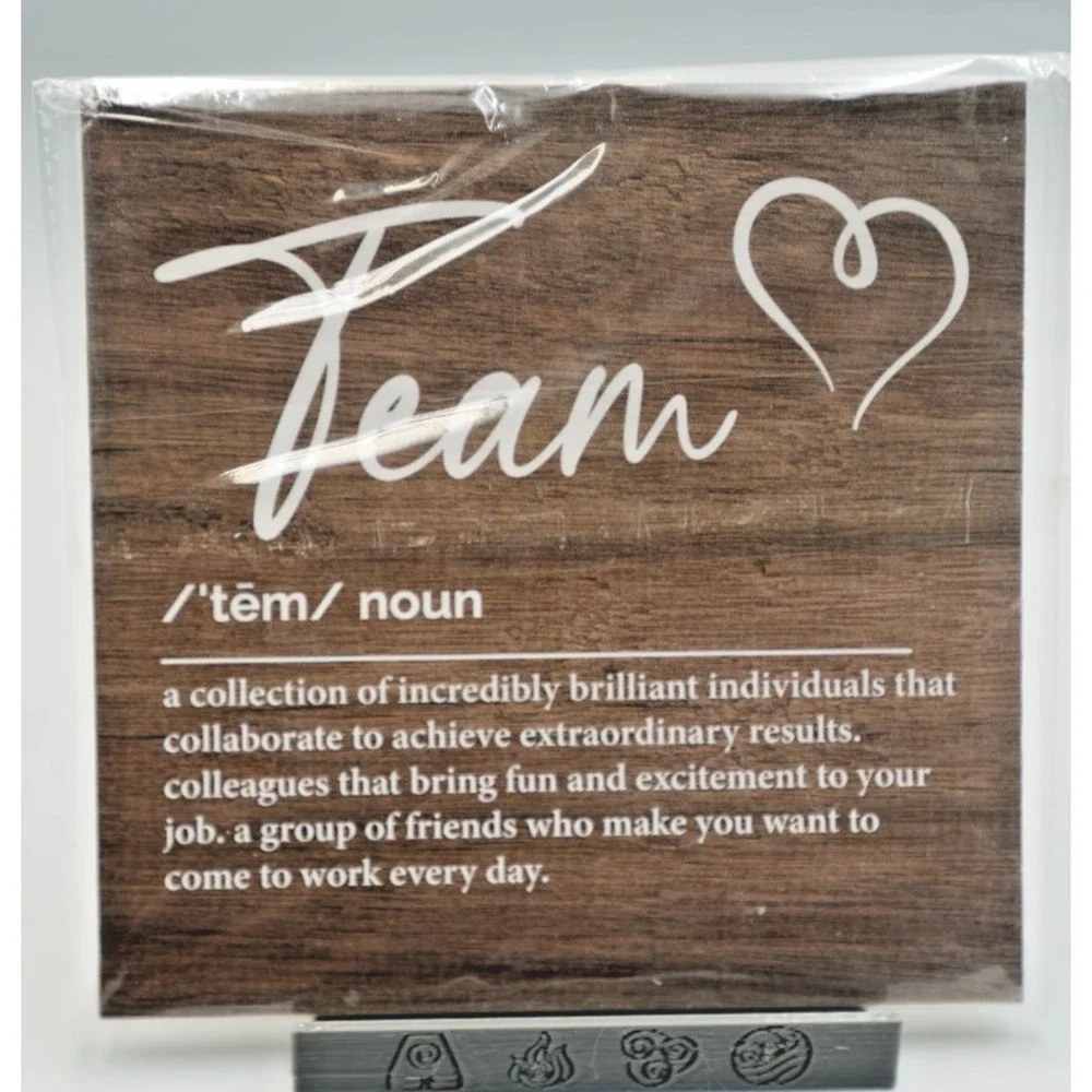Team Definition Wood Sign Office Desk Decor Rustic Wall Plaque Gift 6